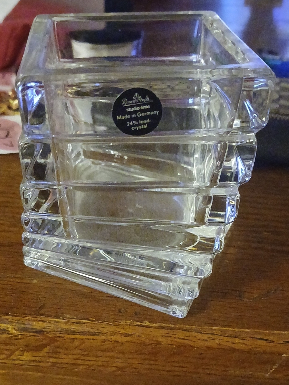 RCR Studio-Line Made in Germany 24% Lead Crystal Square Vase